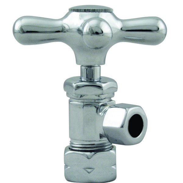 Westbrass Cross Handle Angle Stop Shut Off Valve 1/2-Inch Copper Pipe Inlet W/ 3/8-Inch Compression Outlet in D105X-26